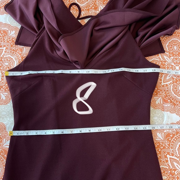 NWT Belle Badgley Mischka Burgundy Cape Dress - Picture 14 of 15